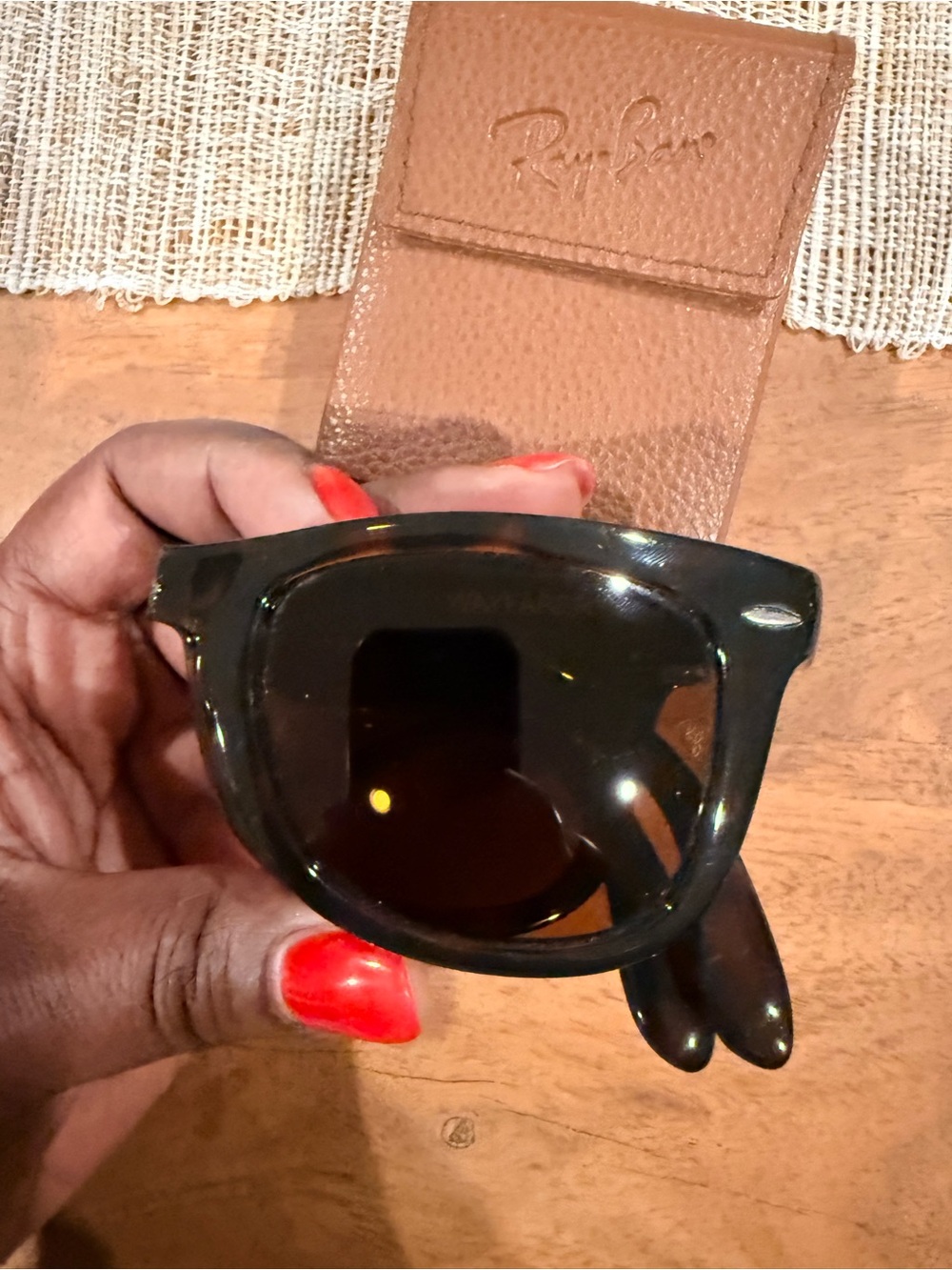 Ray-Ban Foldable Tortoise Frame, Brown Lens Sunglasses - Picture 6 of 6